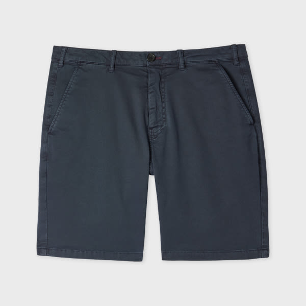 PS Paul Smith Navy Blue Cotton-Twill 'Broad Stripe Zebra' Shorts