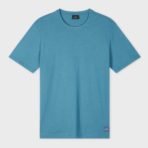 PS Paul Smith Blue Marl Cotton-Linen T-Shirt