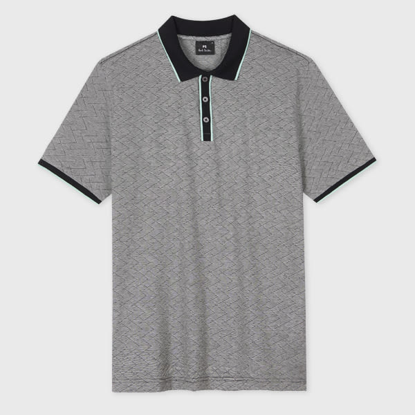 PS Paul Smith Grey Contrast-Collar Polo Shirt Black