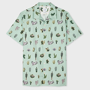 PS Paul Smith Pale Green Short Sleeve Prickly Pear Shirt