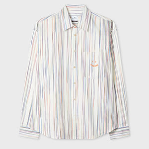Ps By Paul Smith White Organic Cotton 'happy' Stripe Shirt In White