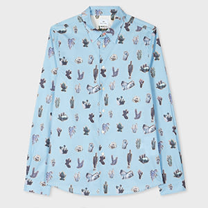 Ps By Paul Smith Pale Blue 'prickly Pear' Shirt In Blue