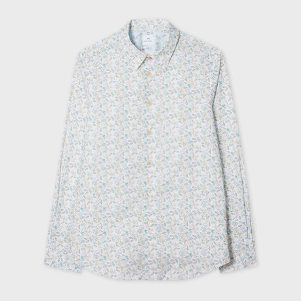PS Paul Smith White Organic Cotton 'Globe Flower' Shirt