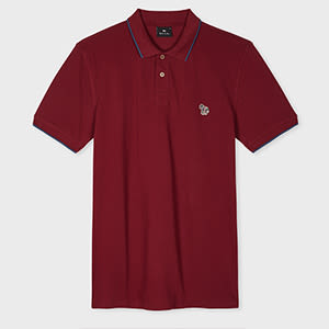 Ps By Paul Smith Slim-fit Burgundy Zebra Logo Polo Shirt With Contrast Tipping Red In Red