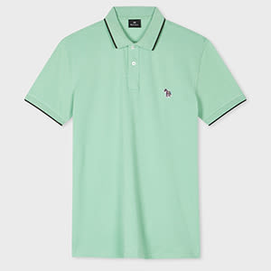 PS Paul Smith Slim-Fit Mint Green Zebra Logo Polo Shirt With Contrast Tipping