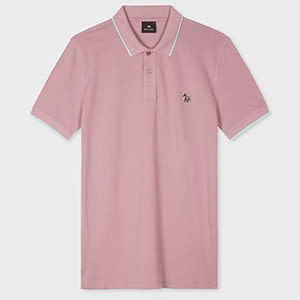 Ps By Paul Smith Slim-fit Powder Pink Zebra Logo Polo Shirt With Blue Tipping Purple In Purple