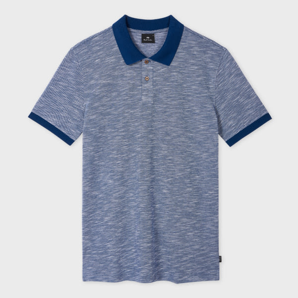 Ps By Paul Smith Organic Cotton Navy Marl Polo Shirt Blue In Blue