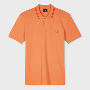 Ps By Paul Smith Orange Stretch-cotton 'broad Stripe Zebra' Polo Shirt In Orange