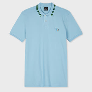 Ps By Paul Smith Sky Blue Stretch-cotton 'broad Stripe Zebra' Polo Shirt In Blue