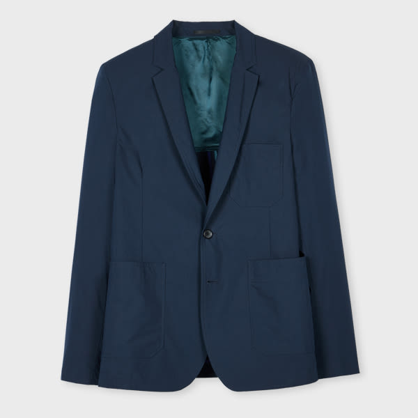 Ps By Paul Smith Dark Navy Wool And Cotton-blend Blazer Blue In Blue