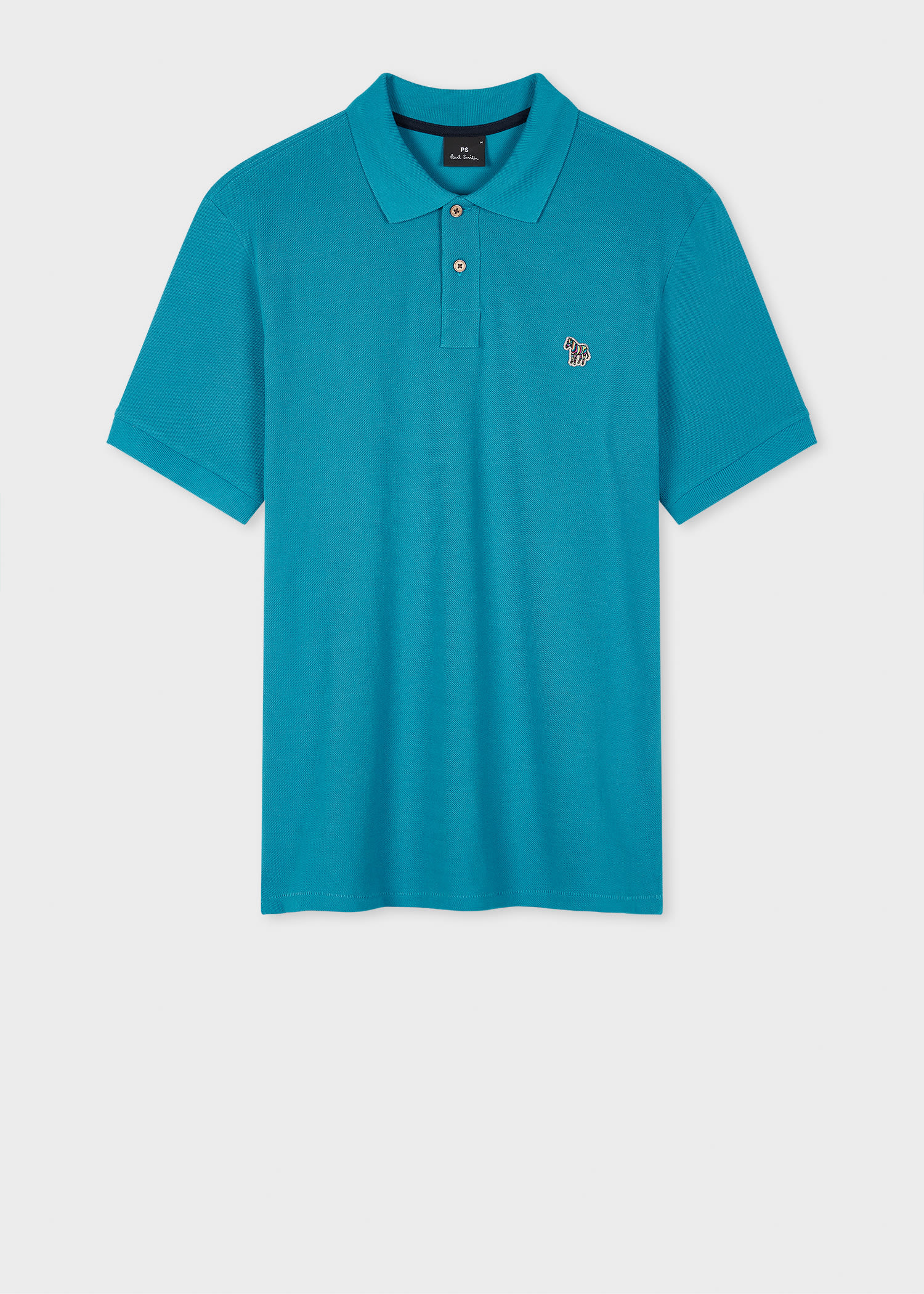 Ps By Paul Smith Teal Blue Organic Cotton Zebra Polo Shirt Green In Green