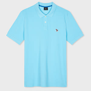 Ps By Paul Smith Bright Blue Zebra Logo Polo Shirt In Blue