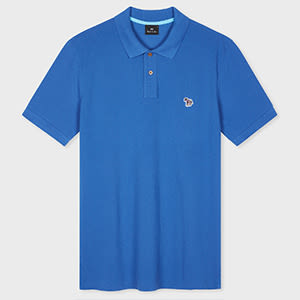 Ps By Paul Smith Ocean Blue Organic Cotton Zebra Polo Shirt In Blue