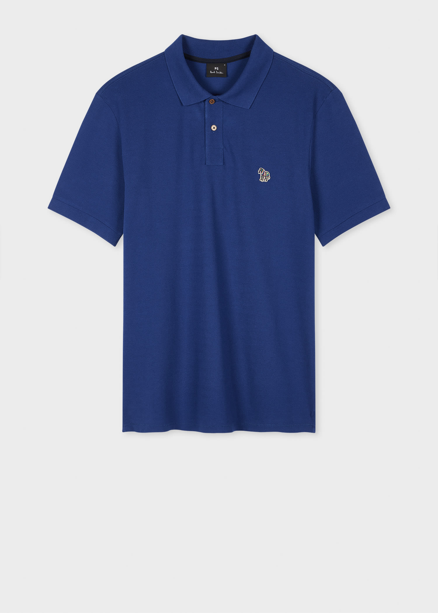 Ps By Paul Smith Dark Royal Blue Organic Cotton Zebra Polo Shirt In Blue