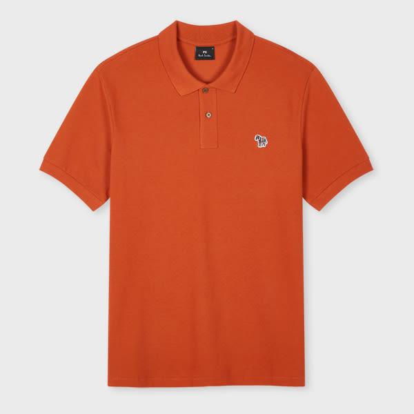 Ps By Paul Smith Rust Organic Cotton Zebra Polo Shirt Orange In Orange