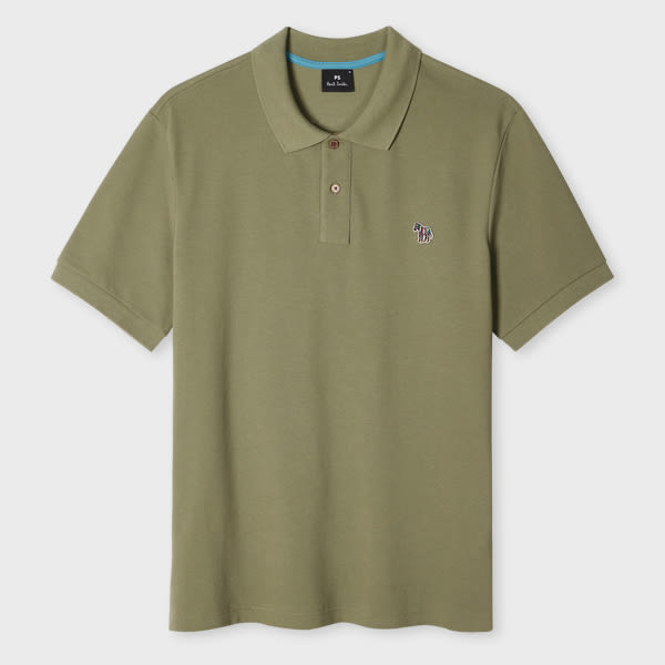 Ps By Paul Smith Washed Green Organic Cotton Zebra Polo Shirt