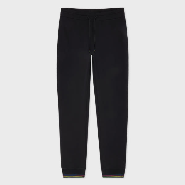 Ps By Paul Smith Black Cotton-blend Jersey Sweatpants In Black
