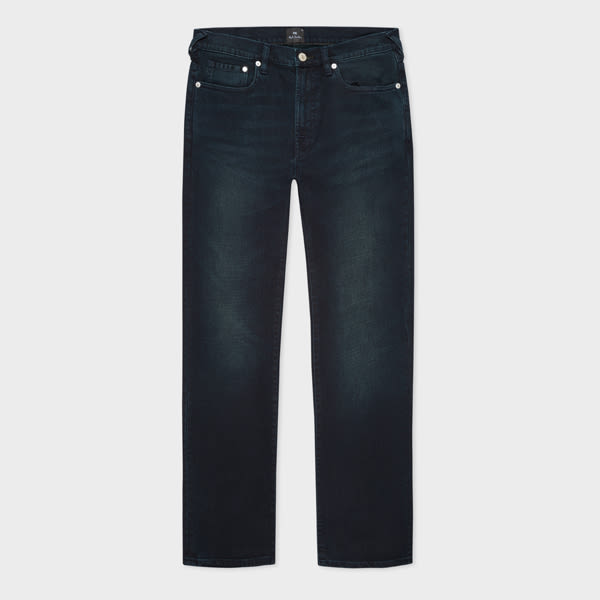 Ps By Paul Smith Slim-standard Navy-wash 'crosshatch Stretch' Jeans Blue