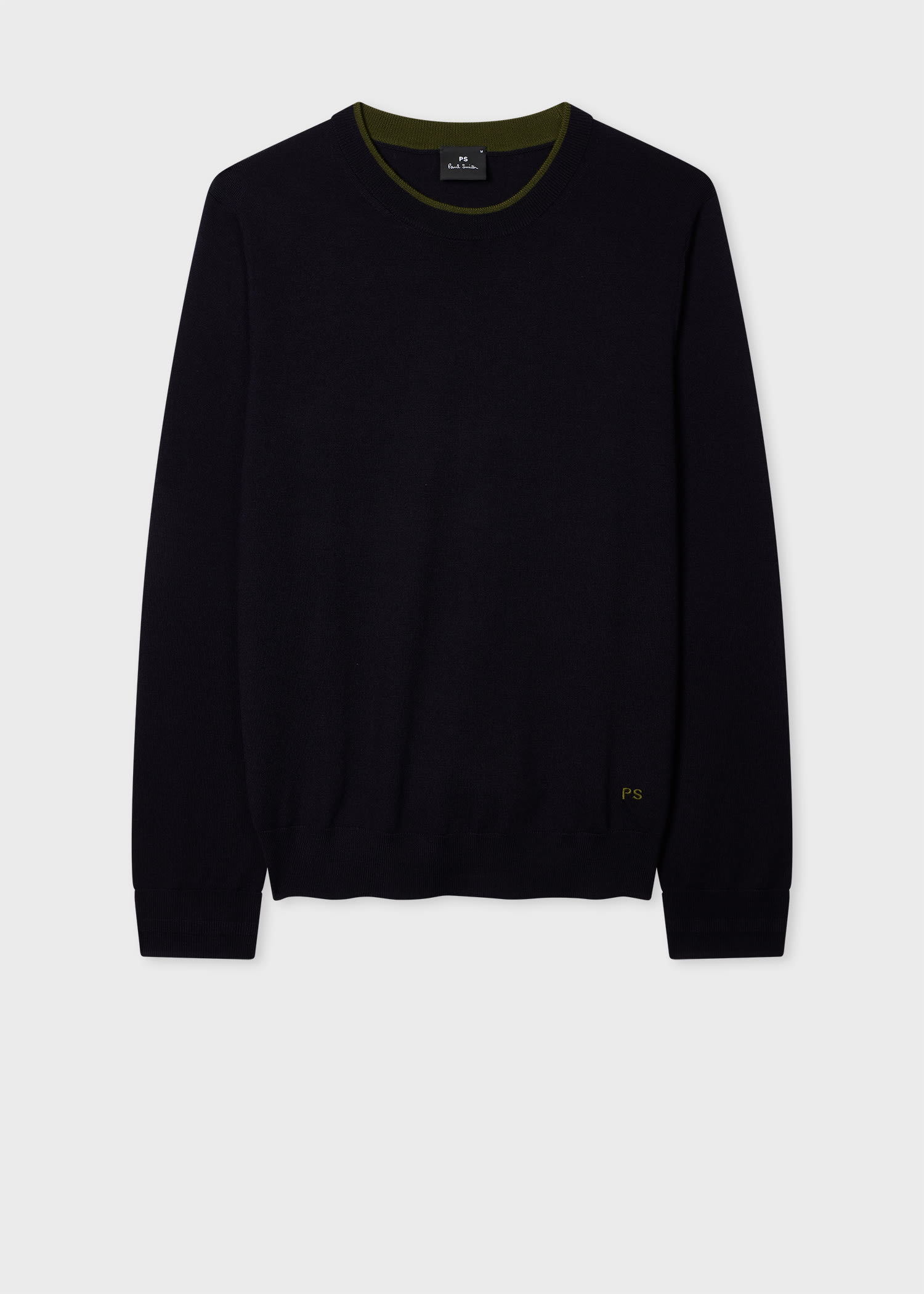 PS Paul Smith Navy Merino Contrast-Collar Sweater Blue