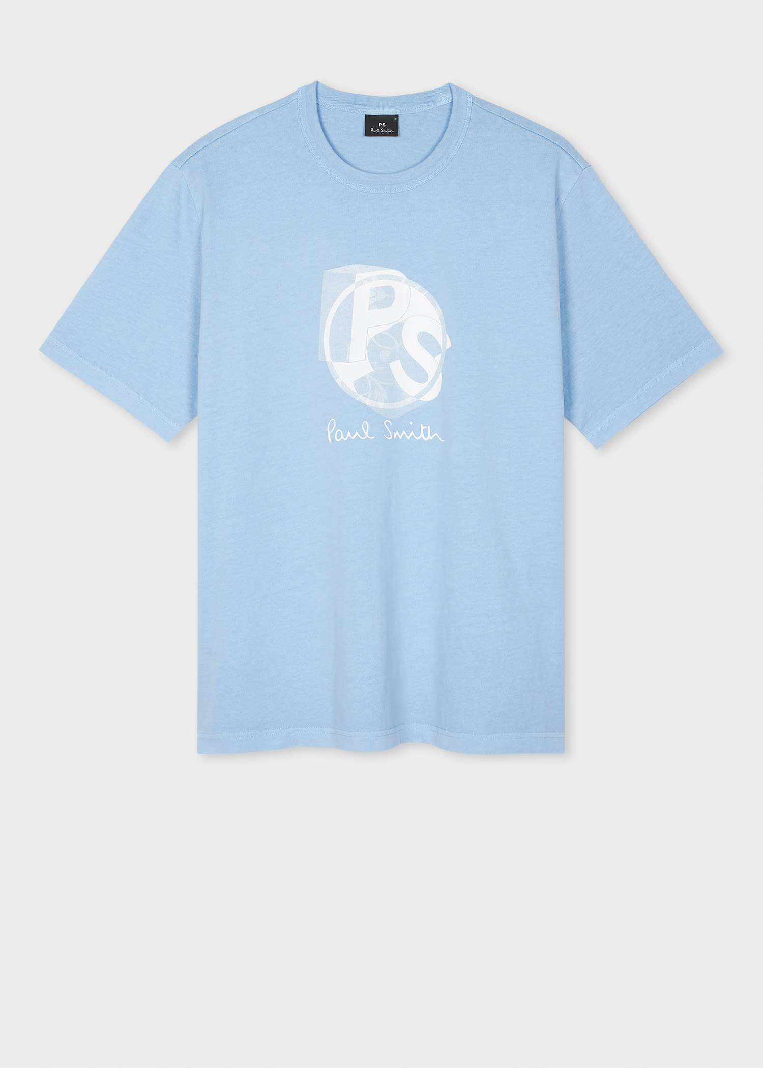 Ps By Paul Smith Pale Blue Organic Cotton Ps Logo T-shirt In Blue
