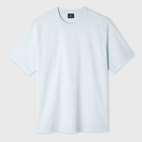 PS Paul Smith Pale Blue Pigment Dyed 'Happy' T-Shirt