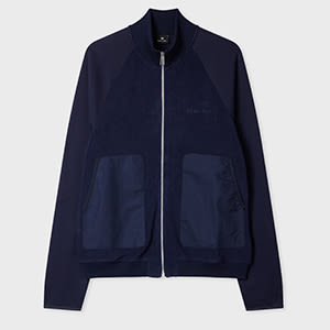 PS Paul Smith Navy Fleece-Panel Zip Sweatshirt Blue