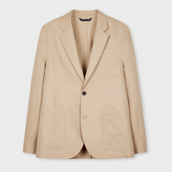 Ps By Paul Smith Tan Cotton-linen Twill Patch-pocket Blazer Brown In Brown