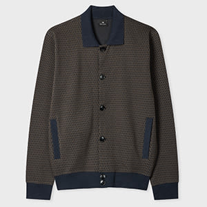 Ps By Paul Smith Brown Cotton-blend Jacquard Jersey Cardigan Black In Brown