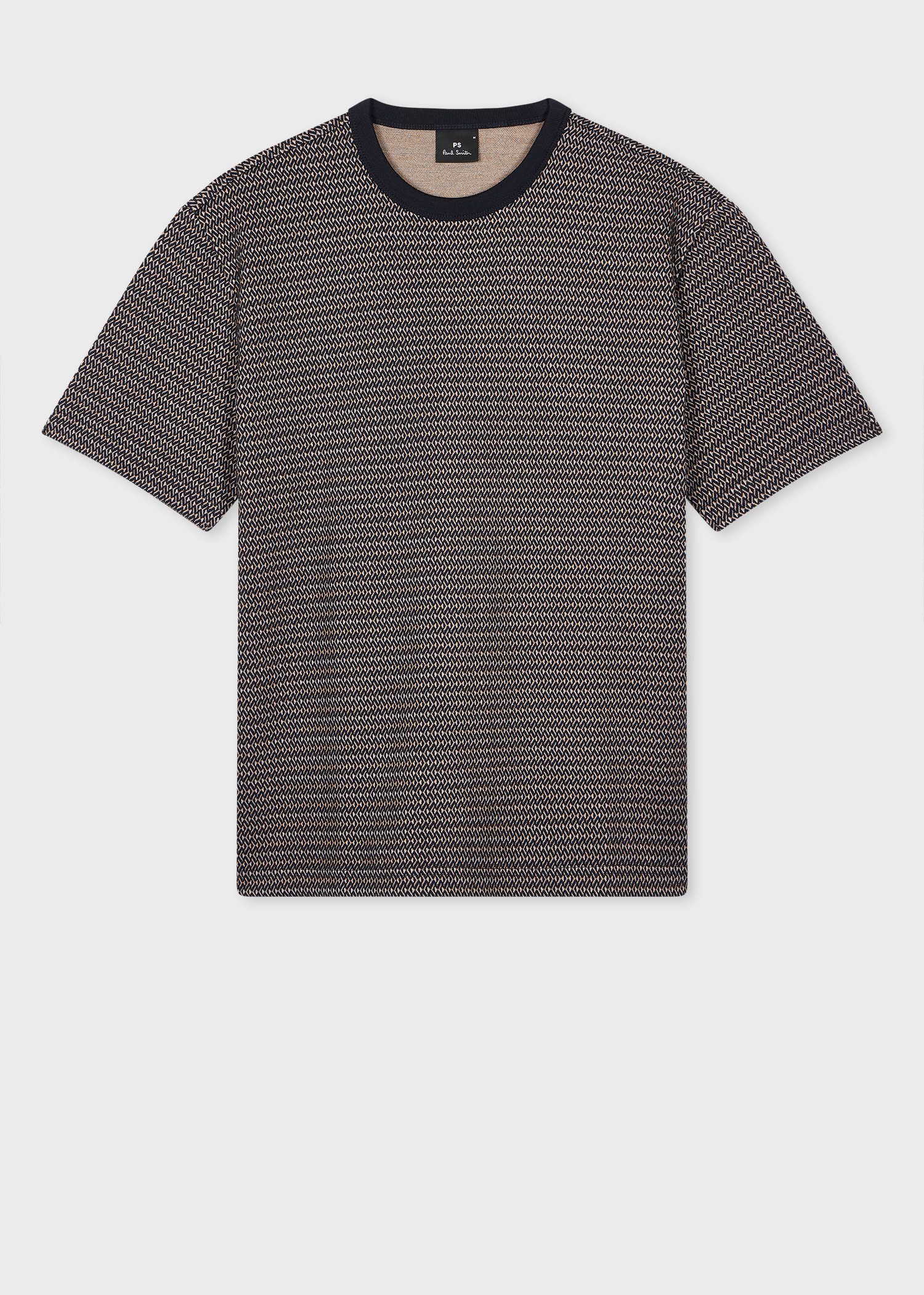 PS Paul Smith Navy Cotton-Blend Pattern T-Shirt Blue