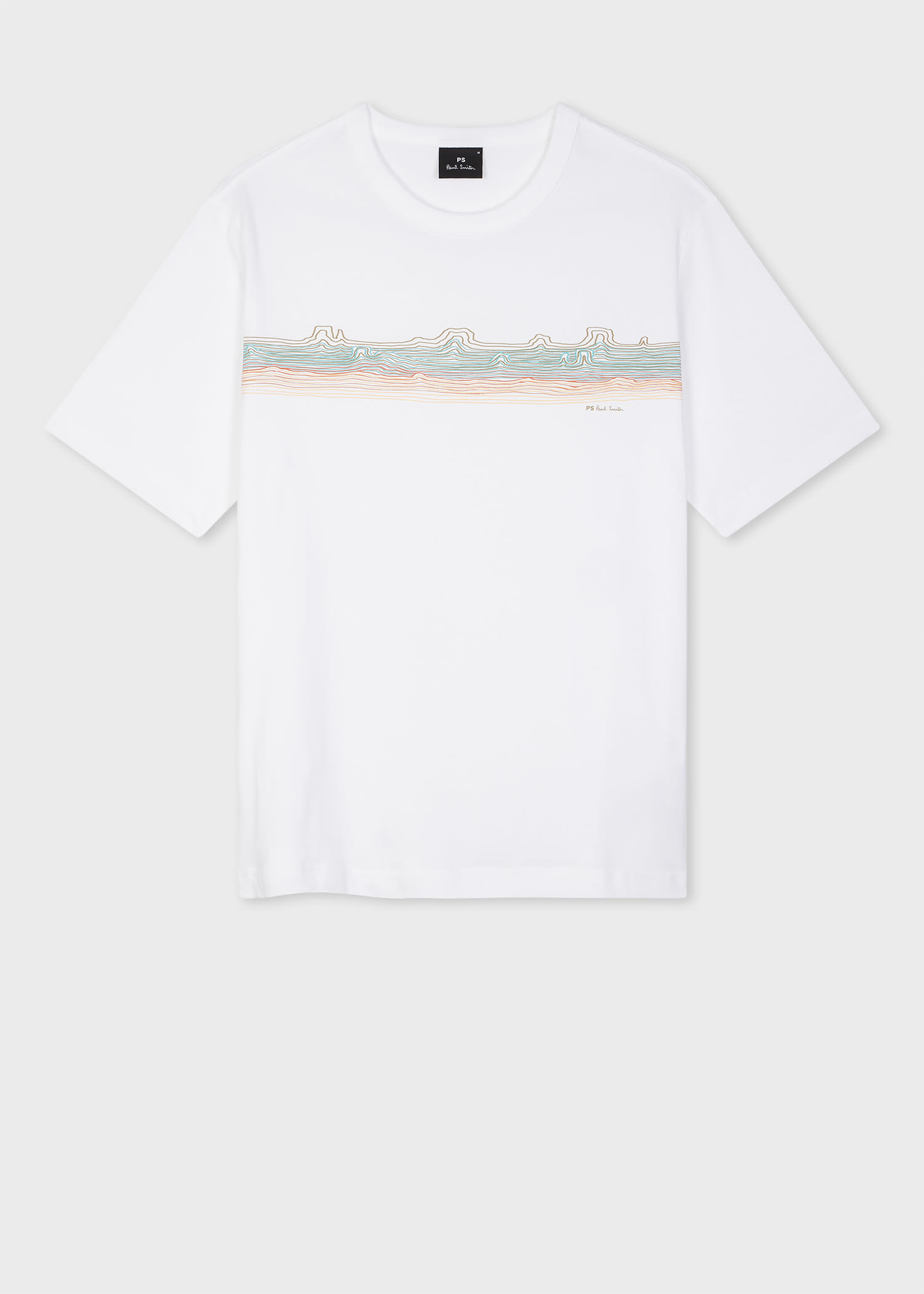Shop Ps By Paul Smith White 'desert Stripe' Print T-shirt