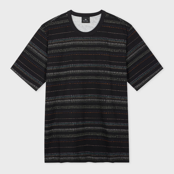 PS Paul Smith Black 'Stitch Stripe' Cotton T-Shirt
