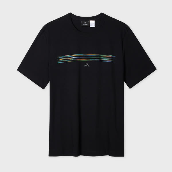 PS Paul Smith Black Organic Cotton 'Blur Stripe' T-Shirt