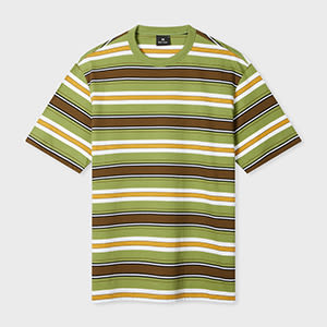 Ps By Paul Smith Light Green Stripe T-shirt In Green