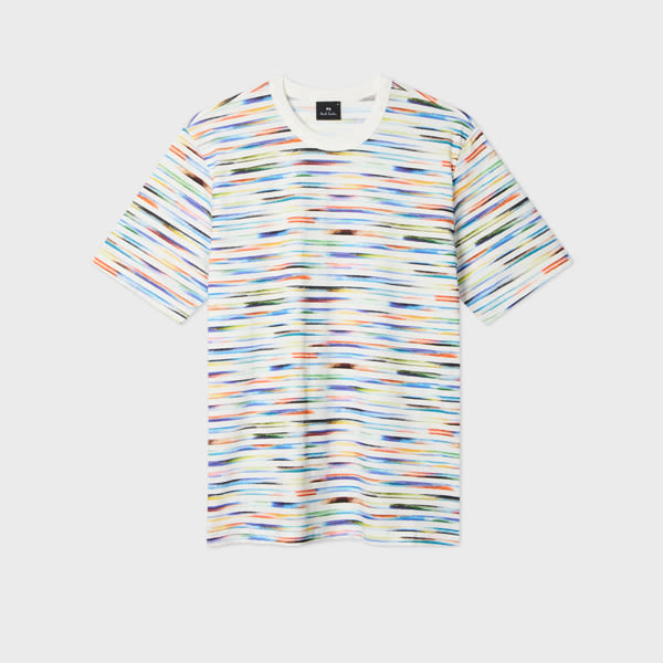 Ps By Paul Smith White Multicolour Stripe T-shirt In White