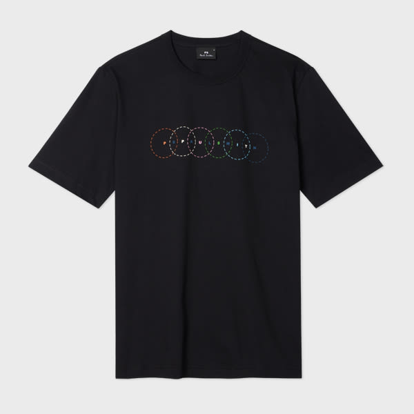 Ps By Paul Smith Black Multi Circles Print T-shirt In Black