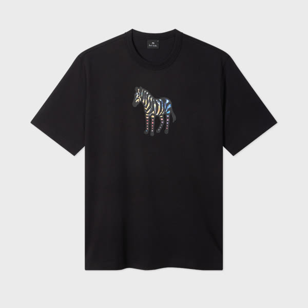 Ps By Paul Smith Black Multicolour Zebra Print T-shirt In Black
