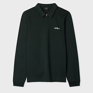 Ps By Paul Smith Dark Green Cotton Logo Long-sleeve Rugby Shirt In Green