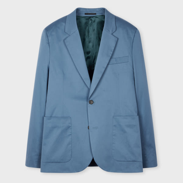 PS Paul Smith Blue Stretch-Cotton Buggy-Lined Blazer