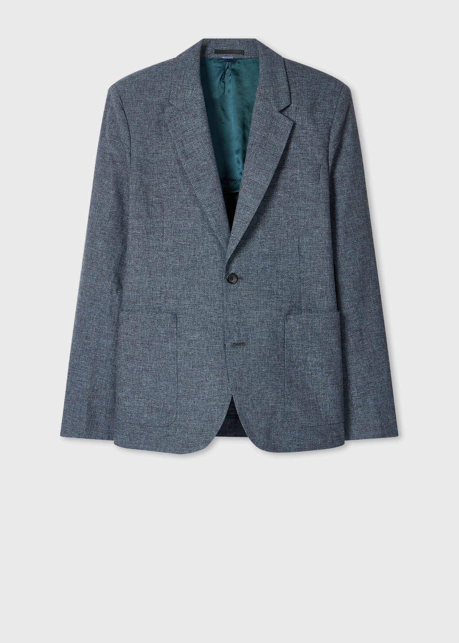 Ps By Paul Smith Slate Blue Cotton-linen Melange Blazer In Blue