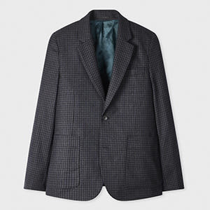 Ps By Paul Smith Navy Check Wool Buggy-lined Blazer Blue In Blue