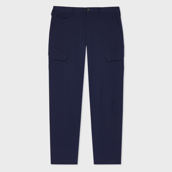 PS Paul Smith Navy Seersucker Cargo Trousers Blue