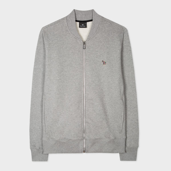 PS Paul Smith Grey Marl Zebra Logo Cotton Bomber Jacket