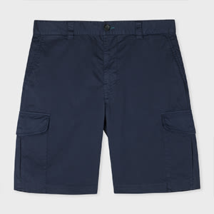 Ps By Paul Smith Navy Cotton-sateen Cargo Shorts Blue In Blue