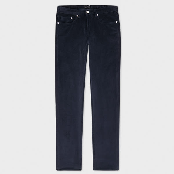 PS Paul Smith Navy Tapered-Fit Organic Corduroy Trousers Blue
