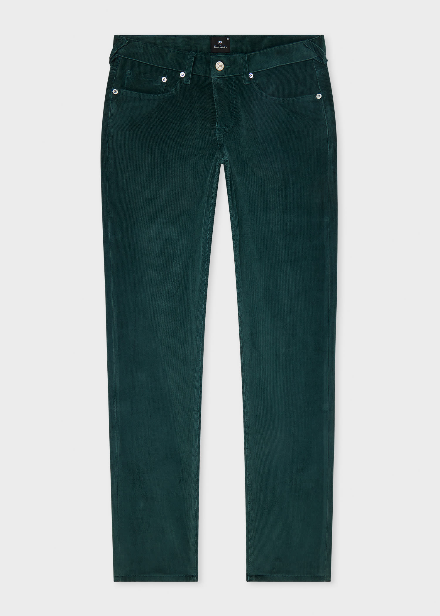 Ps By Paul Smith Tapered-fit Petrol Blue Corduroy Trousers Green In Green