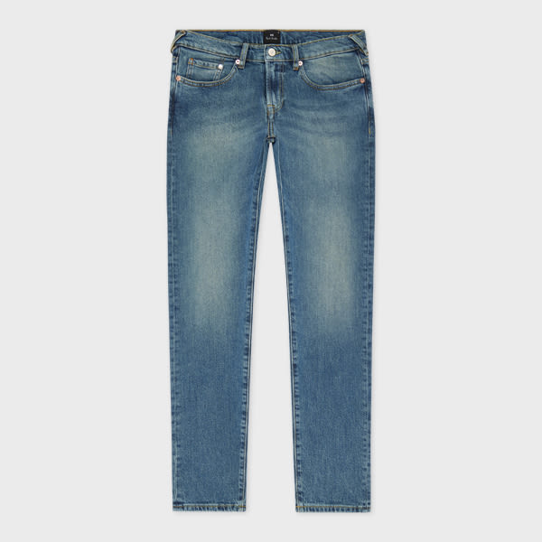 Ps By Paul Smith Tapered-fit Antique-wash Organic Vintage Stretch Jeans Brown In Blue