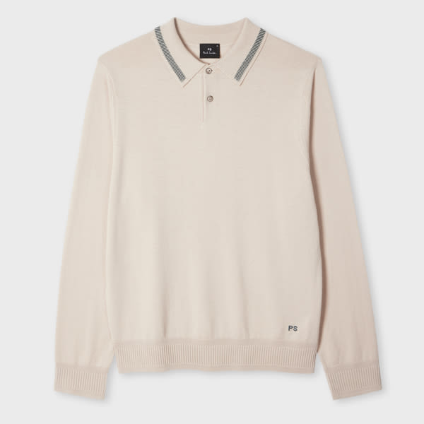 Ps By Paul Smith Ecru Merino Wool Knitted Polo Shirt White