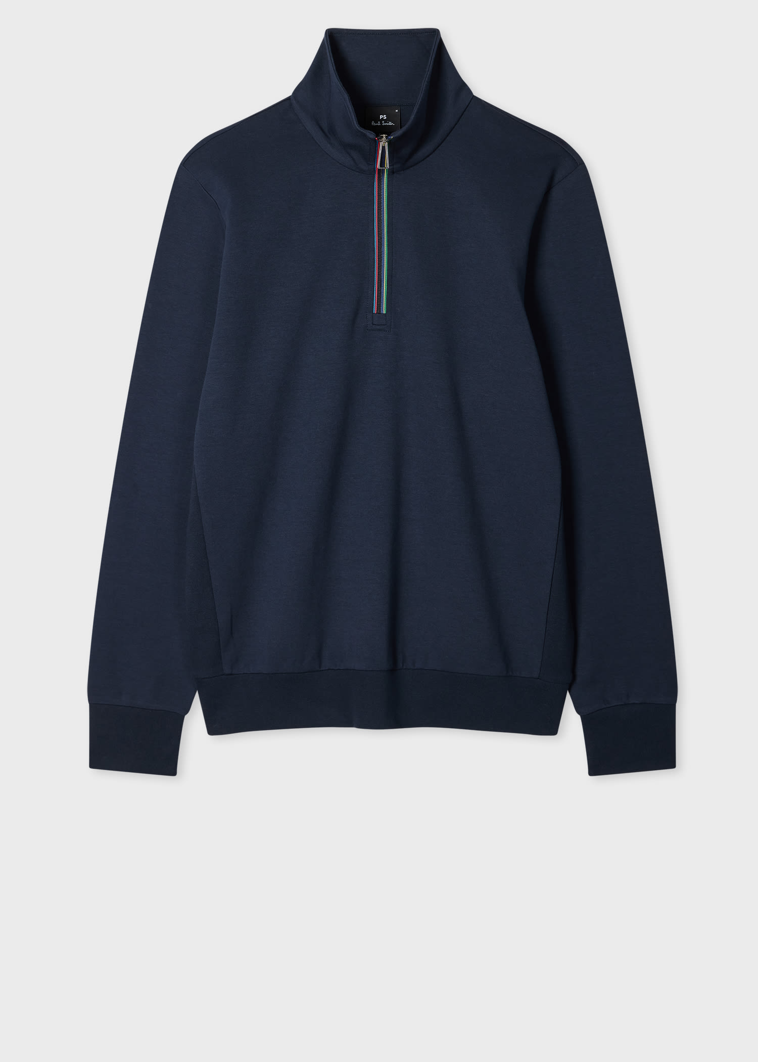 PS Paul Smith Navy Double Face Cotton-Blend Quarter Zip Sweatshirt Blue