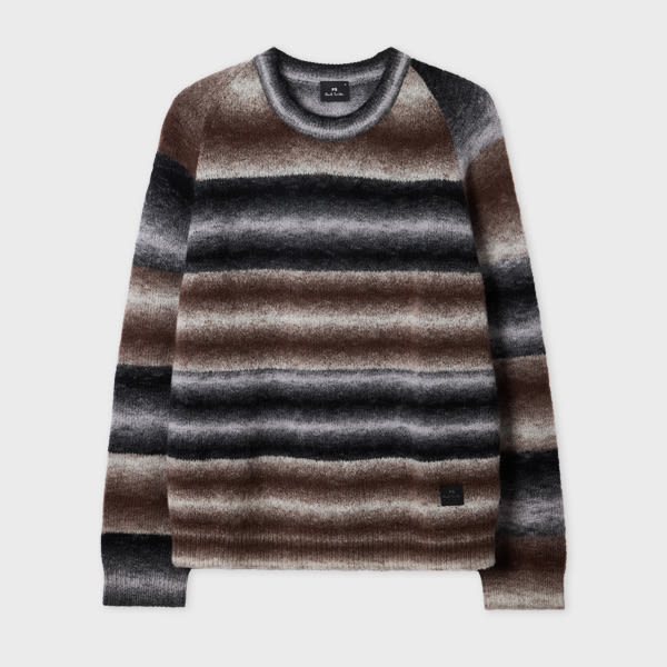 Ps By Paul Smith Brown And Black Faded Stripe Sweater