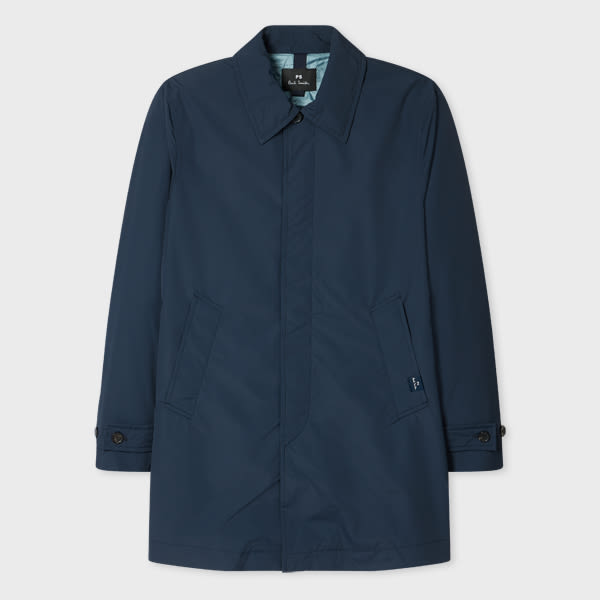 Ps By Paul Smith Navy Lined Mac Blue In Blue